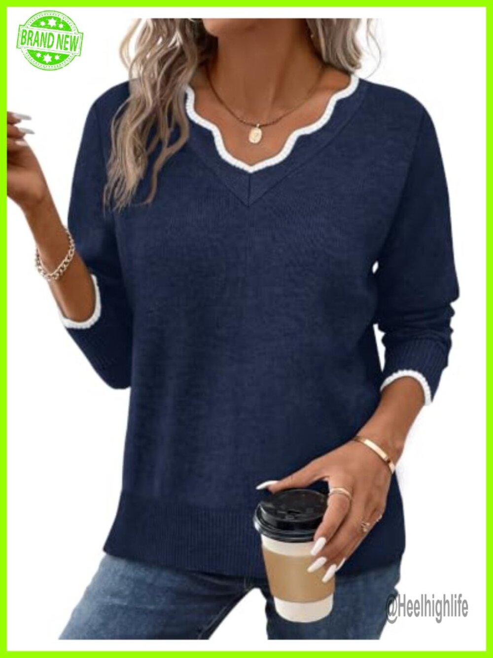 Womens V Neck Pullover Sweater Soft Fuzzy Relaxed Fit Long Sleeve